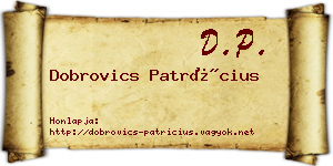 Dobrovics Patrícius névjegykártya